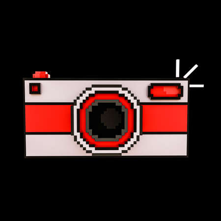 digital camera icon isolated on black background 3d illustration