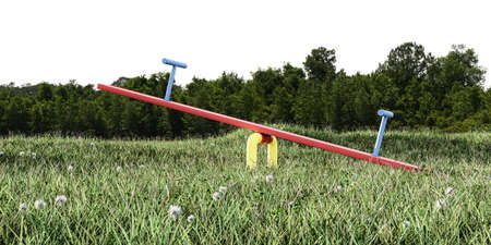 seesaw isolated on white background 3d illustrationの写真素材
