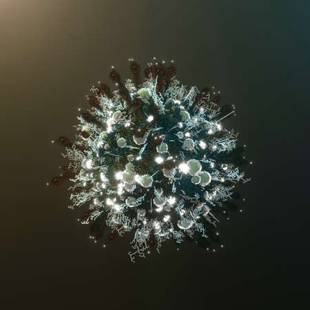 virus isolated on black background 3d illustrationの写真素材