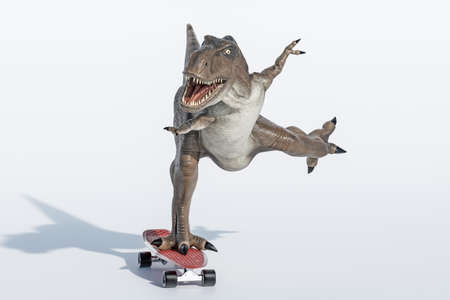 tyrannosaurus rex isolated on white background 3d illustrationの写真素材