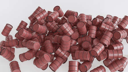 barrels isolated on white background 3d illustrationの写真素材