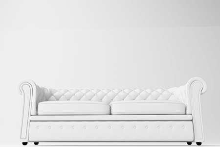 white sofa isolated on white background 3d illustrationの写真素材