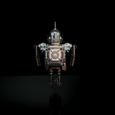 robot isolated on black background 3d illustration