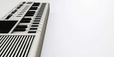 musical keyboard isolated on white background 3d illustrationの写真素材
