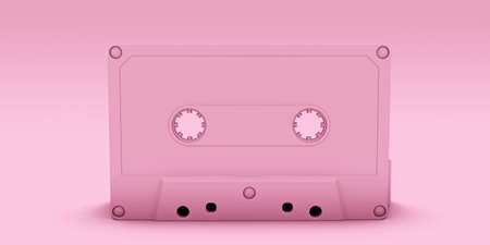 pink cassette tape isolated on pink background 3d illustrationの写真素材