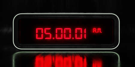 digital allarm clock isolated on black background 3d illustration