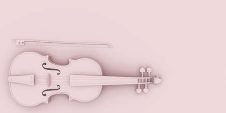 violin isolated on pink background 3d illustrationの写真素材