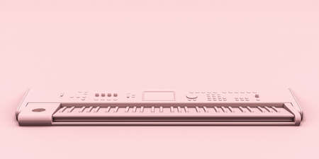 musical keyboard isolated on pink background 3d illustrationの写真素材