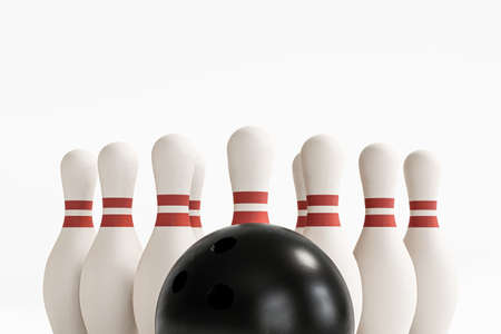 bowling pins isolated on white background 3d illustrationの写真素材