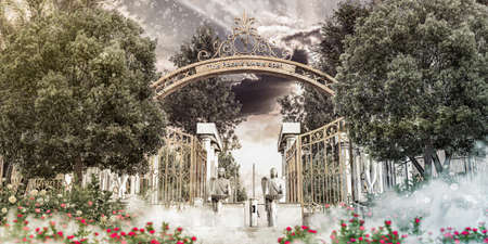 3d illustration of the majestic heaven gate