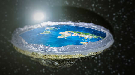 "3d illustration" of flat earth in the universeの写真素材