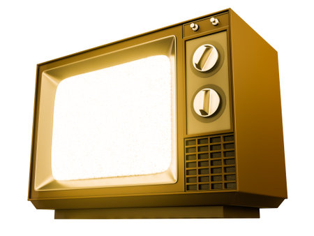 old television isolated on white background 3d illustrationの写真素材