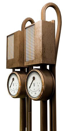 steampunk gauges isolated on white background 3d illustration
