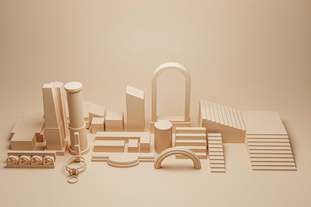 old ruins isolated on clay background 3d illustration