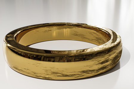 golden ring isolated on white background 3d illustrationの写真素材