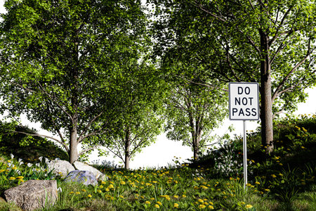 green forest isolated on white background 3d illustrationの写真素材