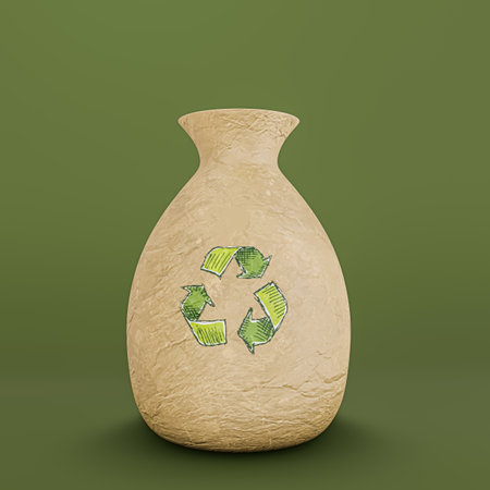 recycle vase isolated on green background 3d illustrationの写真素材