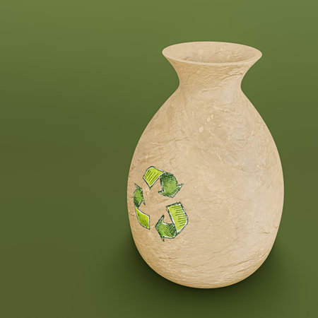 recycle vase isolated on green background 3d illustrationの写真素材