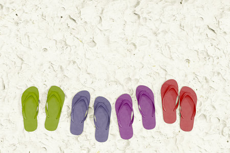 flip flop on beach sand 3d illustrationの写真素材
