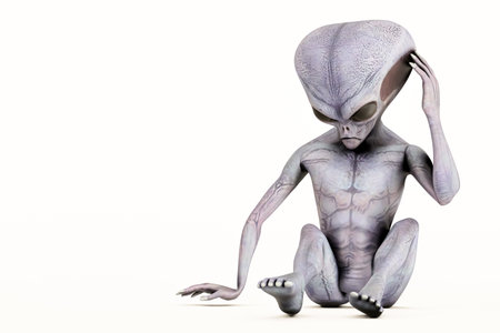 alien isolated on white background 3d illustration