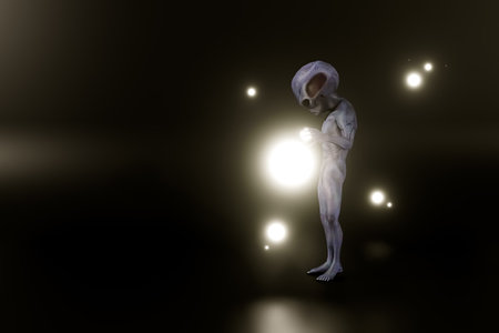 alien isolated on black background 3d illustration