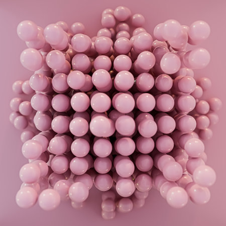 pink spheres isolated on pink 3d illustrationの写真素材
