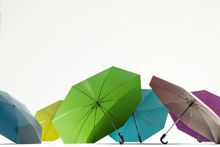umbrellas isolated on white background 3d illustrationの写真素材