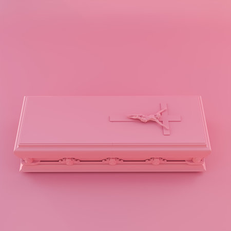 pink coffin isolated on pink background 3d illustration