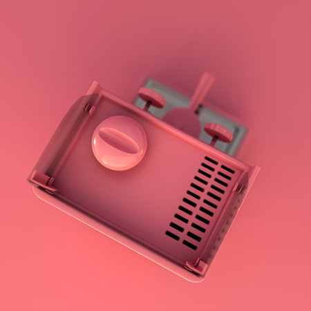 pink coffee machine isolated on pink background 3d illustrationの写真素材