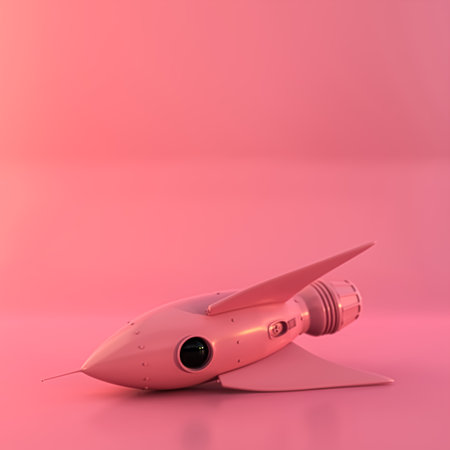 pink rocket isolated on pink background 3d illustration