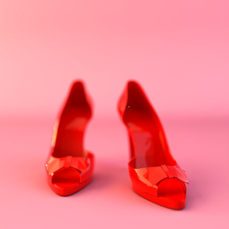 female shoes isolated on pink background 3d illustrationの写真素材