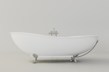 old fashioned bathtube isolated on white background 3d illustrationの写真素材