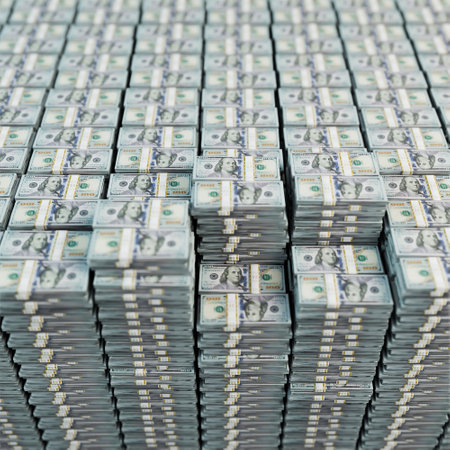 huge stack of dollar banknotes