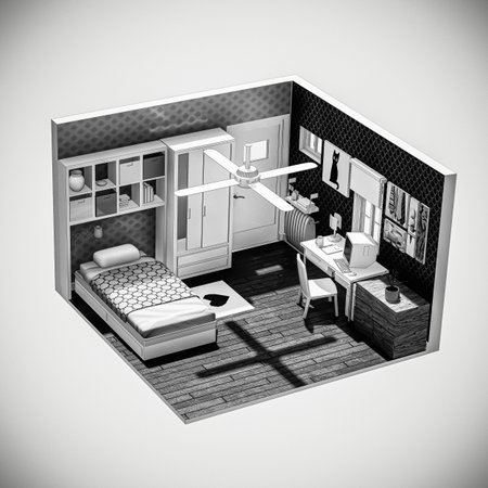 cozy lofi room isolated on white background 3d illustrationの写真素材