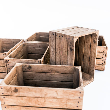 wooden boxes isolated on white background 3d illustration