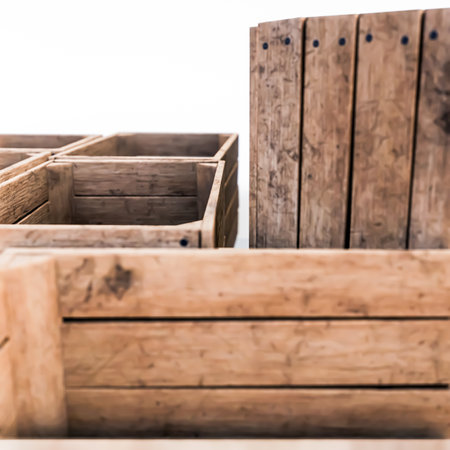 wooden boxes isolated on white background 3d illustrationの写真素材