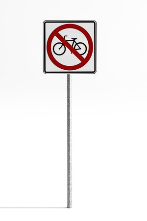 no bicycles sign isolated on white background 3d illustrationの写真素材