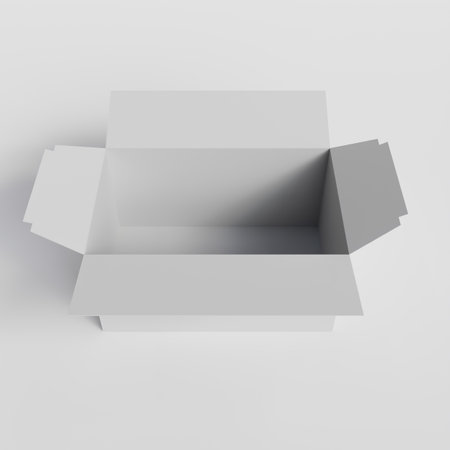 white cardboard box isolated on white background 3d illustration