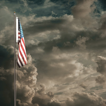 American flag waving under a cloudy sky 3d illustration