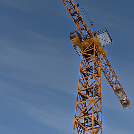 massive orange crane 3d illustrationの写真素材