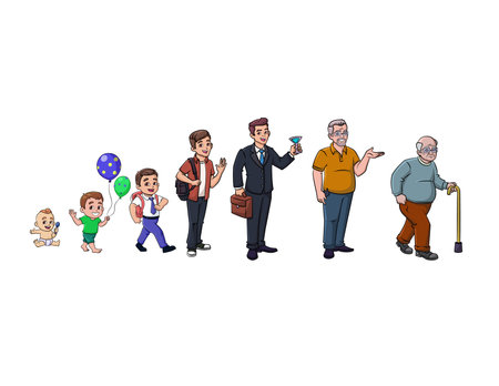 Cartoon vector illustration of age progression-maleのイラスト素材