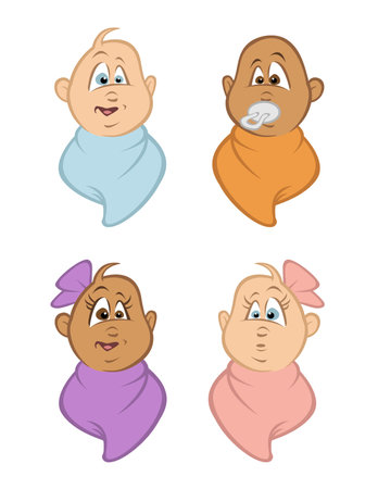 cartoon vector illustration of babies bundledのイラスト素材