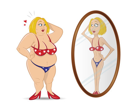 cartoon vector illustration of a skinny anorexic modelのイラスト素材