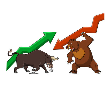 cartoon vector illustration of a bull market traderのイラスト素材