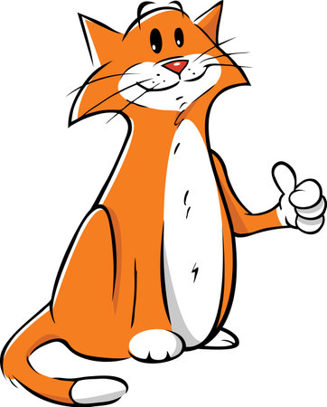cartoon vector illustration of a cat giving thumbs upのイラスト素材