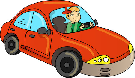 cartoon vector illustration of a car driverのイラスト素材