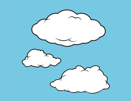 Cartoon vector illustration of a puffy clouds collectionのイラスト素材