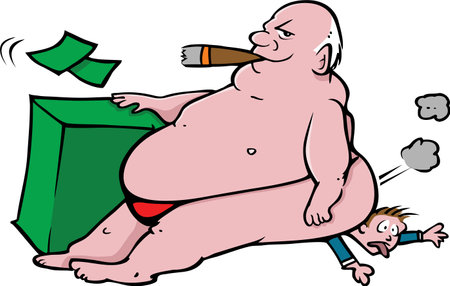 cartoon vector illustration of corporate greedのイラスト素材