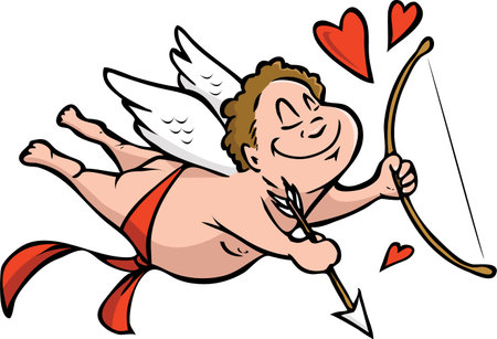 cartoon vector illustration of a cupid with bow and arrowのイラスト素材