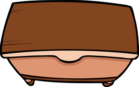 cartoon vector illustration of a brown wooden desk from overheadのイラスト素材